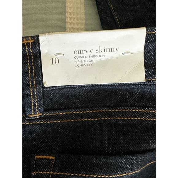 New Ann Taylor Loft Women's Curvy Skinny Dark Wash Denim Blue Jeans Size 10 NWT - Picture 4 of 7